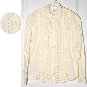 Prob Unworn Jones New York Ruffled Cotton Blouse